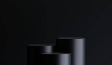 Ürün gösterisi Kara Cuma konsepti, ürün sunumu için siyah podyum.