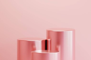 Ürün sunumu için pembe pastel renk podyumu.