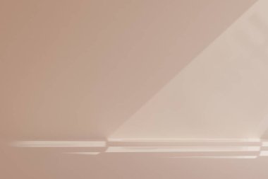 Üzerinde gölge olan açık renkli bir duvar. 3d oluşturma.