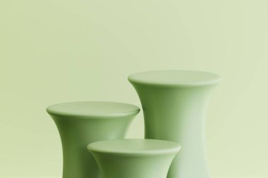 Ürün sunumu için yeşil podyum. 3d hazırlayıcı