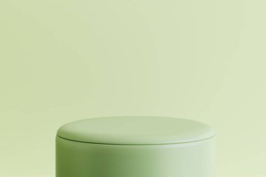 Ürün sunumu için yeşil podyum. 3d hazırlayıcı