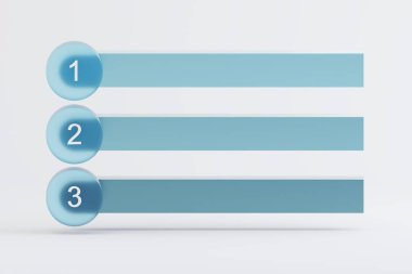 Bilgi sunumu için grafik diyagramı 3 bölüm veya adım.