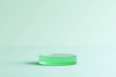 Zarif, minimalist yeşil bir podyum, ürün dağıtımı için mükemmel.