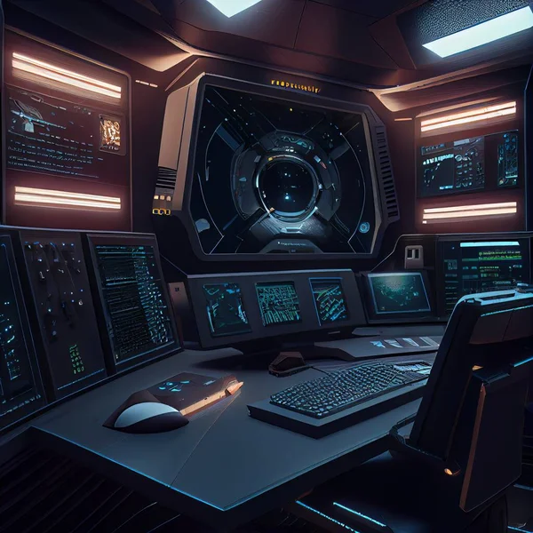 3d illustration of space station interior. elements of this image furnished by nasa. high resolution render.