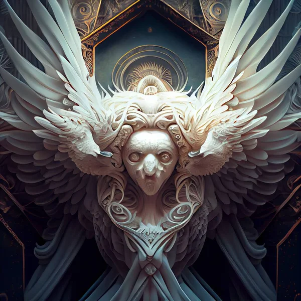 fantasy illustration with a beautiful angel wings