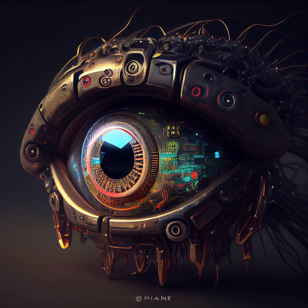futuristic robot eye. 3d illustration.