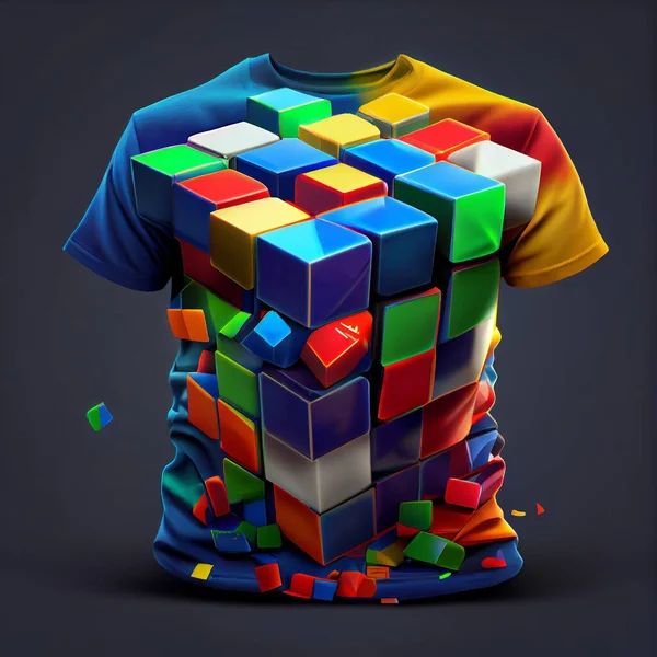 3d rendering of a colorful cube with cubes and shapes