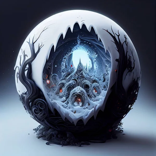 3d rendering of a fantasy alien with a ball