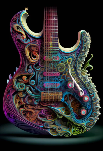music guitar with a black background