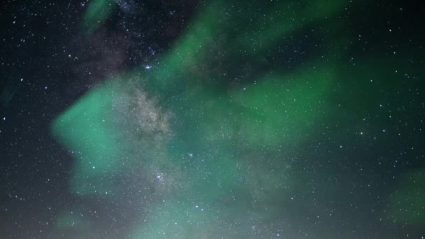 Aurora Och Vintergatan Night Magic Loop — Stockvideo