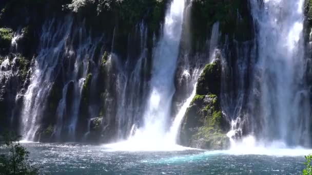 Häpnadsväckande Vattenfall Kaskader Burney Falls Shasta Kalifornien Usa — Stockvideo