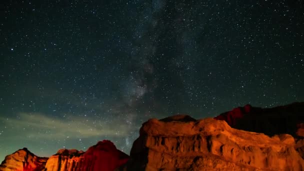 Vía Láctea Galaxy Red Rock Canyon Summer Southwest Sky 24Mm — Vídeos de Stock