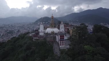 Nepal Swayambhunath Stupa Hava Çekimi Katmandu Seyir Defteri 'nde L dönüşü ile Dünya Mirası Sitesi