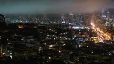 San Francisco Buena Vista Şehir Merkezi Gece Vakti 'nin Benzersiz Manzarası Kaliforniya ABD