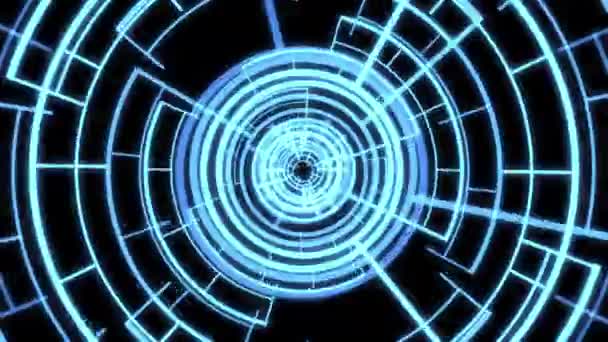 Loop Cirkel Radiaal Geometrische Patronen Audio Reactief Blauwe Animatie — Stockvideo