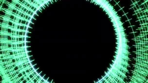 Kruhové Radiální Vzory Zelený Zvuk Reaktivní Animační Smyčka — Stock video