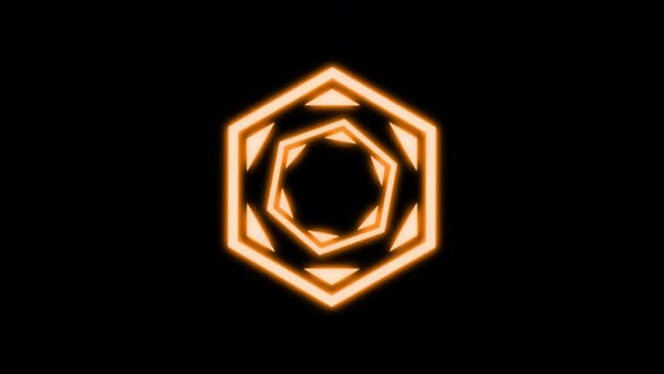 六边形几何图案闪烁S橙色动画圈 — 图库视频影像