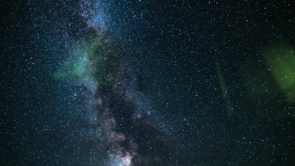 Vintergatan Galaxy Och Aurora Borealis Green Loop South Sky Kortare — Stockvideo