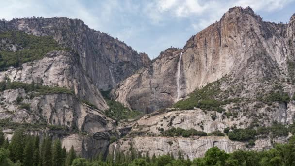 Yosemite Upper Lower Yosemite Falls Cook Meadow Zeitraffer Sierra Nevada — Stockvideo