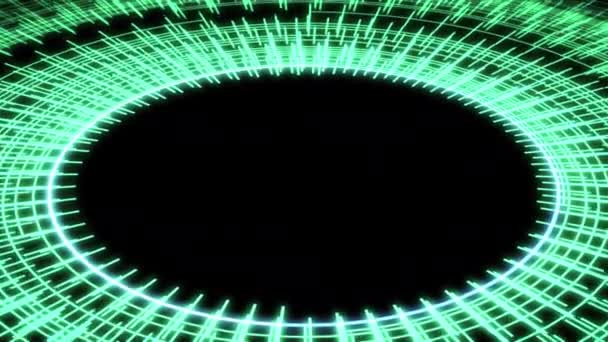 Círculo Padrões Radiais Ondulações Verdes X60 Graus Loop Animação — Vídeo de Stock