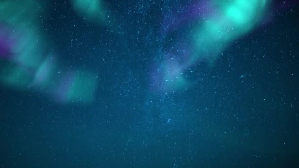 Aurora Polaris North Star Con Estrellas Fugaces Vía Láctea Time — Vídeo de stock