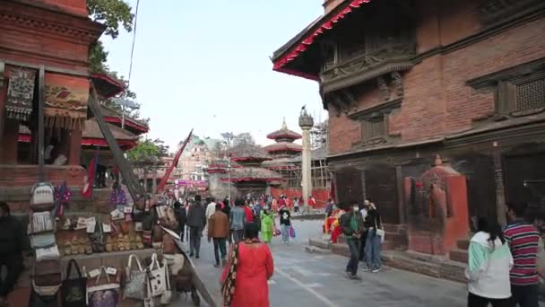 Νεπάλ Basantapur Kathmandu Durbar Square Jagannatht Σταθεροποιητής Fwd 60Fps Μνημείο — Αρχείο Βίντεο