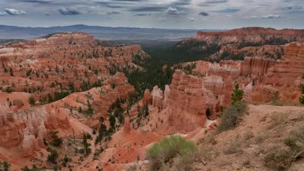 Bryce Canyon Time Lapse Stormy Clouds Amphitheater Tilt Utah Usa — Stockvideo