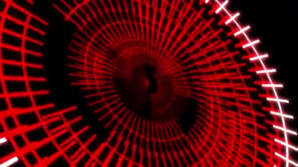 圆形几何图案大胆的音频反应L红色动画回路 — 图库视频影像