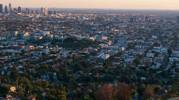 Los Angeles Belvárosa Sunset Cityscape Griffith Park Time Lapse California — Stock videók