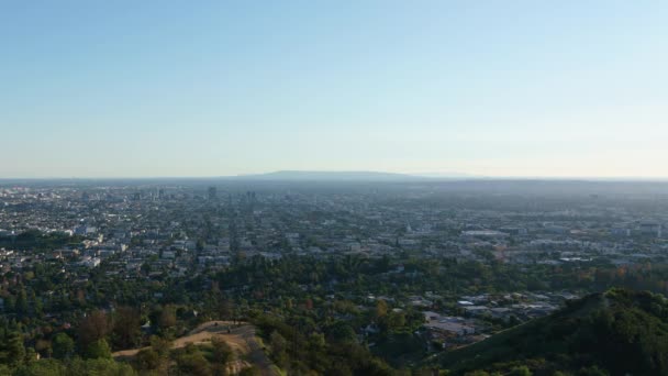 Los Angeles Panorama Cityscape Griffith Park Time Lapse Pan California — Video Stock