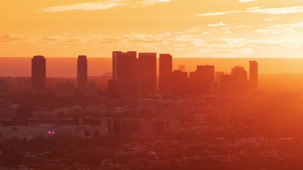 Los Angeles Sunset Time Lapse Century City Felhőkarcolók Skyline California — Stock videók