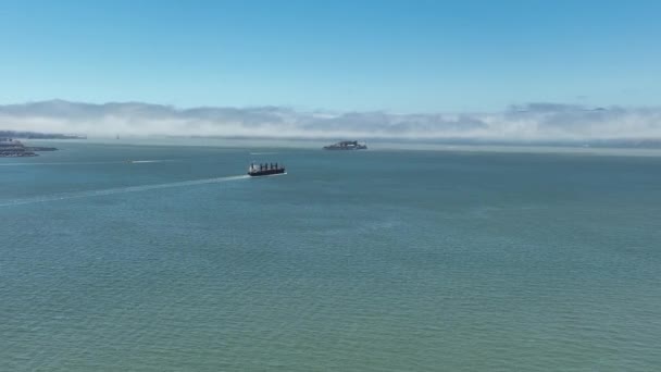 San Francisco Aerial Shot Panorama Pan Alcatraz Ide Baby Bridge — Stock videók