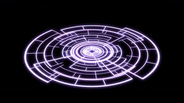 Lus Cirkel Radiale Geometrische Patronen Rimpel X60 Graden Boog Paarse — Stockvideo