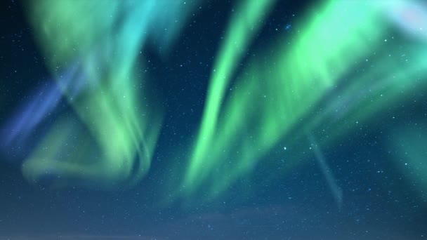 Aurora Świecąca Zielona Mleczna Pętla Galaxy — Wideo stockowe