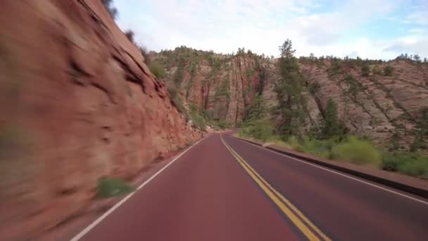 Placa Conducción Zion Carmel Highway Vista Trasera Utah Southwest Usa — Vídeo de stock