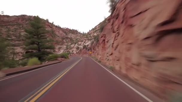 Placa Conducir Zion Carmel Highway Front View Utah Southwest Usa — Vídeo de stock