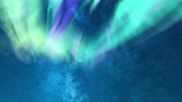 Kosmische Darstellung Von Aurora Und Milchstraße Zeitraffer — Stockvideo