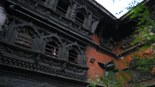 Nepal Basantapur Kathmandu Durbar Square Kumari Ghar Slow Motion Stabilizer — Stock Video