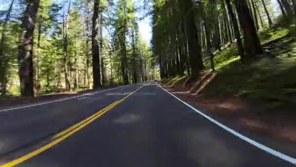 Crater Lake Highway Eastbound Union Creek South Entrance Front View — Stock Video