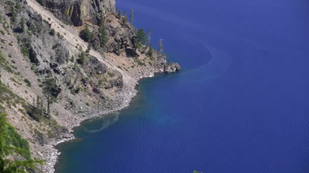 Crater Lake Cleetwood Cove Majestic View Telephoto Oregon Usa — Stock video