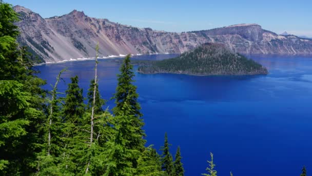 Crater Lake National Park Time Lapse Wizard Island Forest Rim — Vídeo de stock