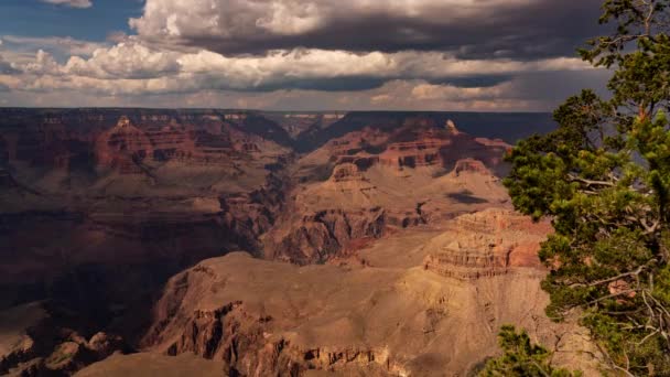 Büyük Kanyon Güney Rim Gök Gürültüsü Bulutları Arizona Zaman Hızı — Stok video