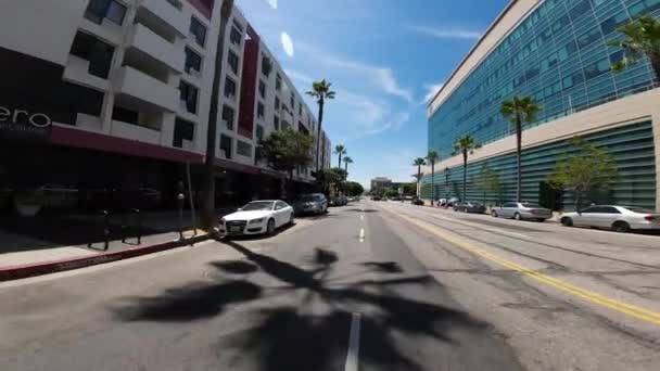 Los Angeles Downtown Wilshire Blvd Eastbound Rear View Lucas Ave — Stock Video