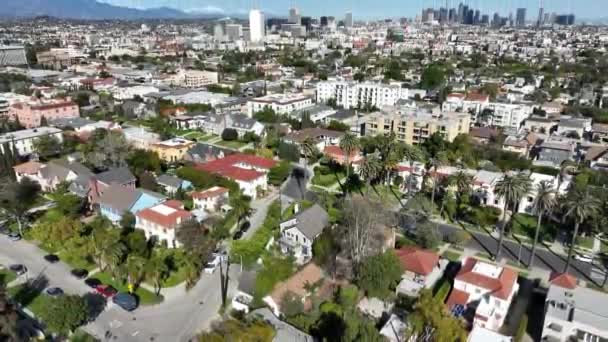 Los Angeles Centro Città Mid Wilshire Aerial Shot Back Inclinazione — Video Stock