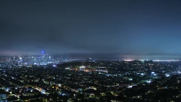 Bernal Heights Tan San Francisco Körfezi Bay Köprüsü Gece Süreleri — Stok video