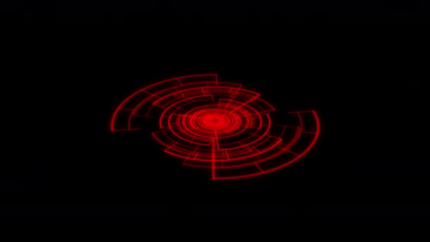 Smyčka Kruh Radiální Geometrické Vzory Zvlněné X60 Stupňů Oblouku Červená — Stock video