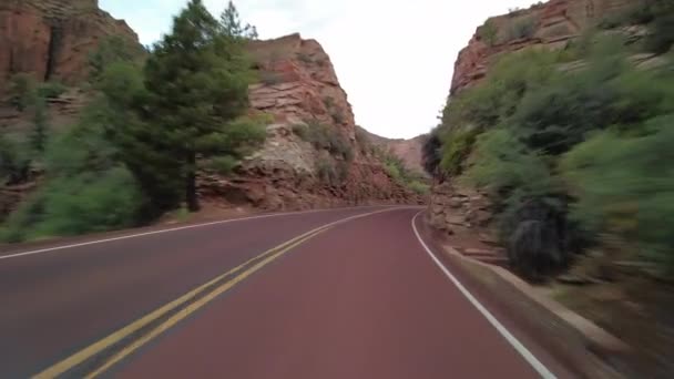 Pohonná Deska Zion Carmel Highway Front View Utah Jihozápad Usa — Stock video