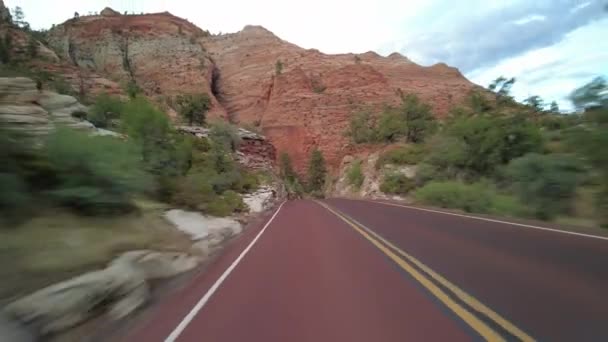 Driving Plate Zion Carmel Highway Rear View Utah Southwest Usa — Stock Video