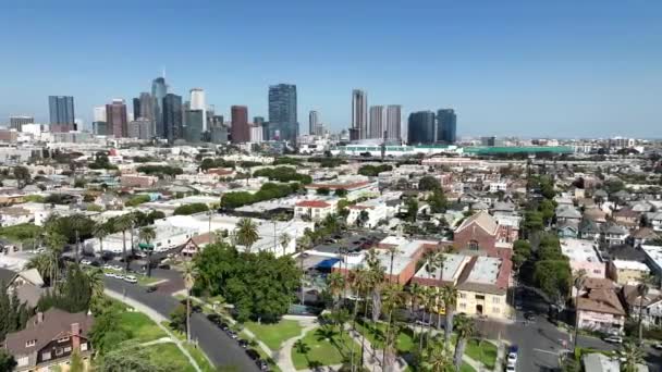 Los Angeles Downtown Pico Union Aerial Shot Orbit California Stany — Wideo stockowe
