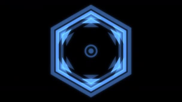 Символ Шестиугольника Мигающий Blue Animation Loop — стоковое видео